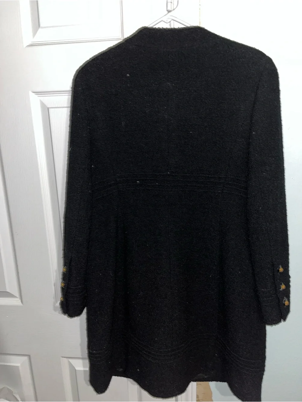 CHANEL Black Longline Knit Cardigan with Gold Buttons size USA12 EU42 vintage